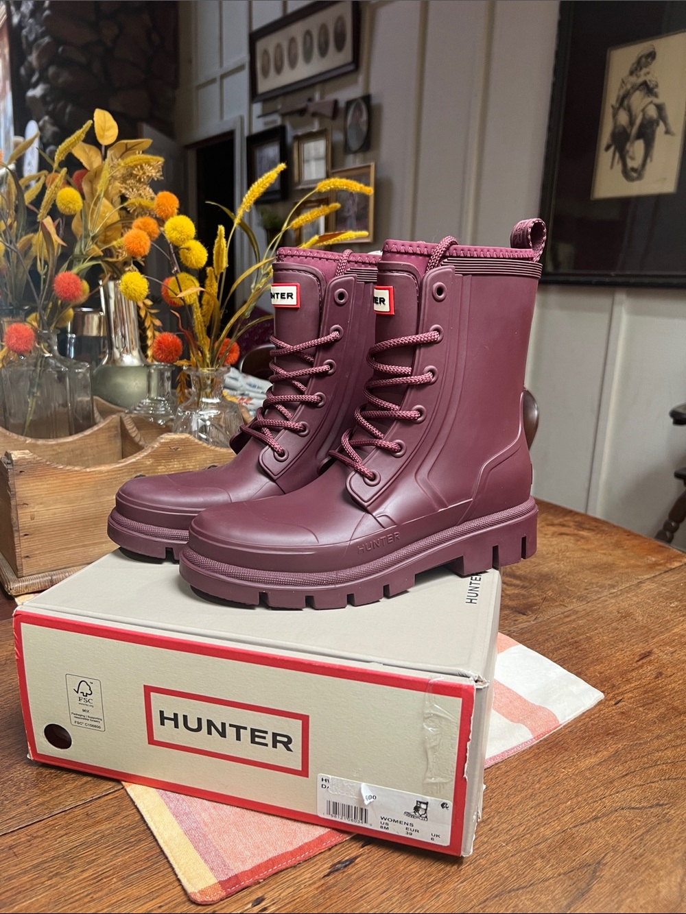 NWT Hunter Diana Lace-Up Waterproof Boots